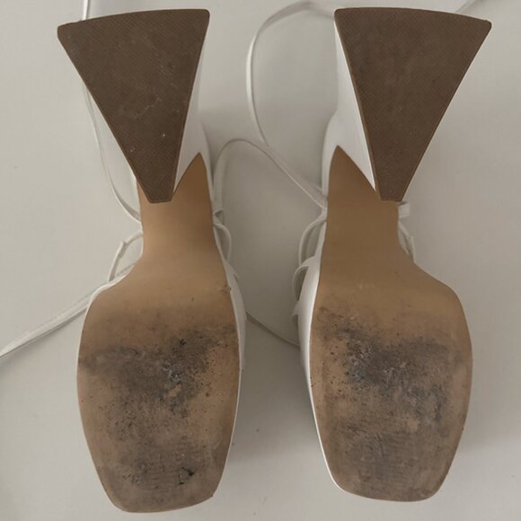 White Platform Strappy Heels – Chunky Block Heel / Y2K / Party Shoes - Picture 3 of 5